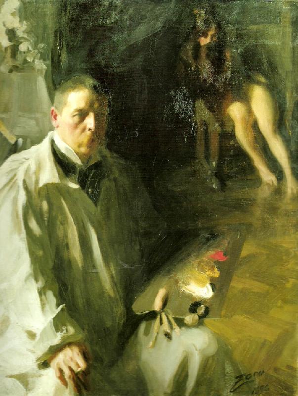 Anders Zorn sjalvportratt med modell china oil painting image